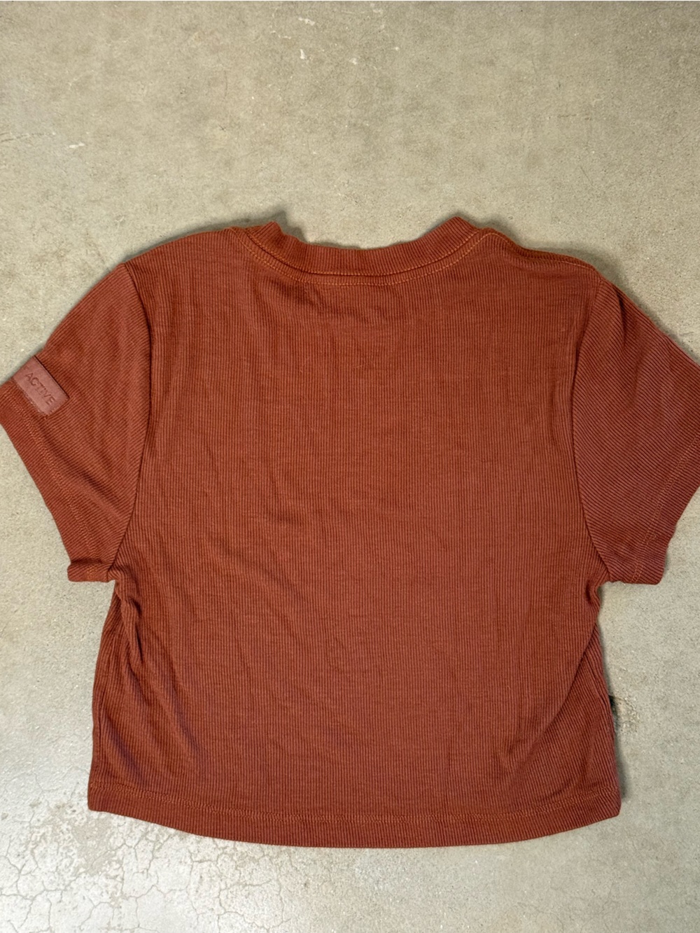 SET Active Rust Short Sleeve Ribbed Crop Top Tee - Picture 4 of 4